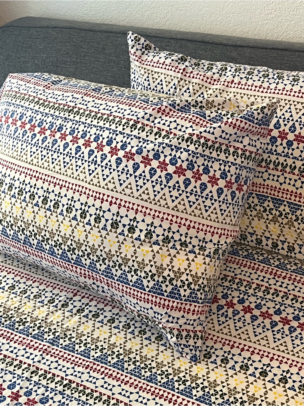 Geometric Pattern Cotton Pillowcases and Queen Duvet- Multicolor IKEA gem!